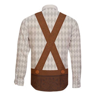 Traditional German Costume - Lederhosen Long Sleeve Button Shirt Old Vintage Bavarian Pattern