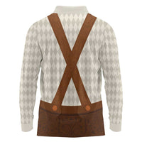 Traditional German Costume - Lederhosen Long Sleeve Polo Shirt Old Vintage Bavarian Pattern - Wonder Print Shop