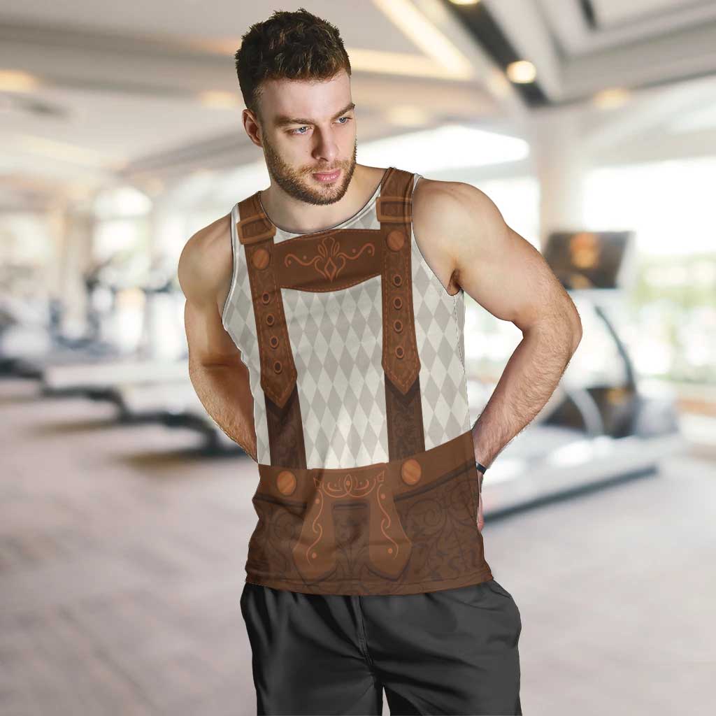 Traditional German Costume - Lederhosen Men Tank Top Old Vintage Bavarian Pattern - Wonder Print Shop