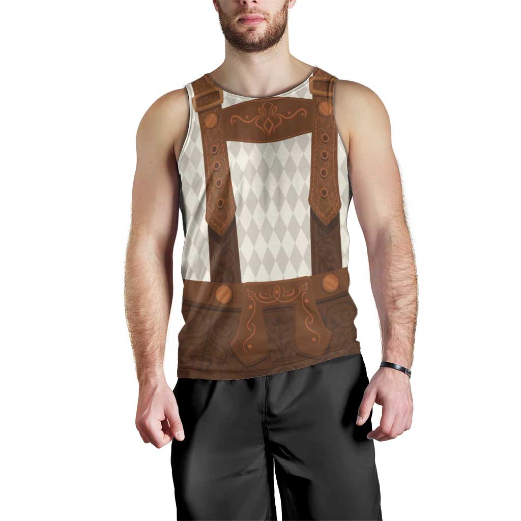 Traditional German Costume - Lederhosen Men Tank Top Old Vintage Bavarian Pattern - Wonder Print Shop