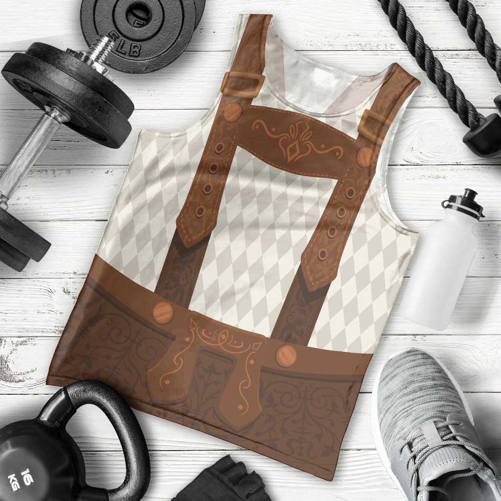 Traditional German Costume - Lederhosen Men Tank Top Old Vintage Bavarian Pattern - Wonder Print Shop
