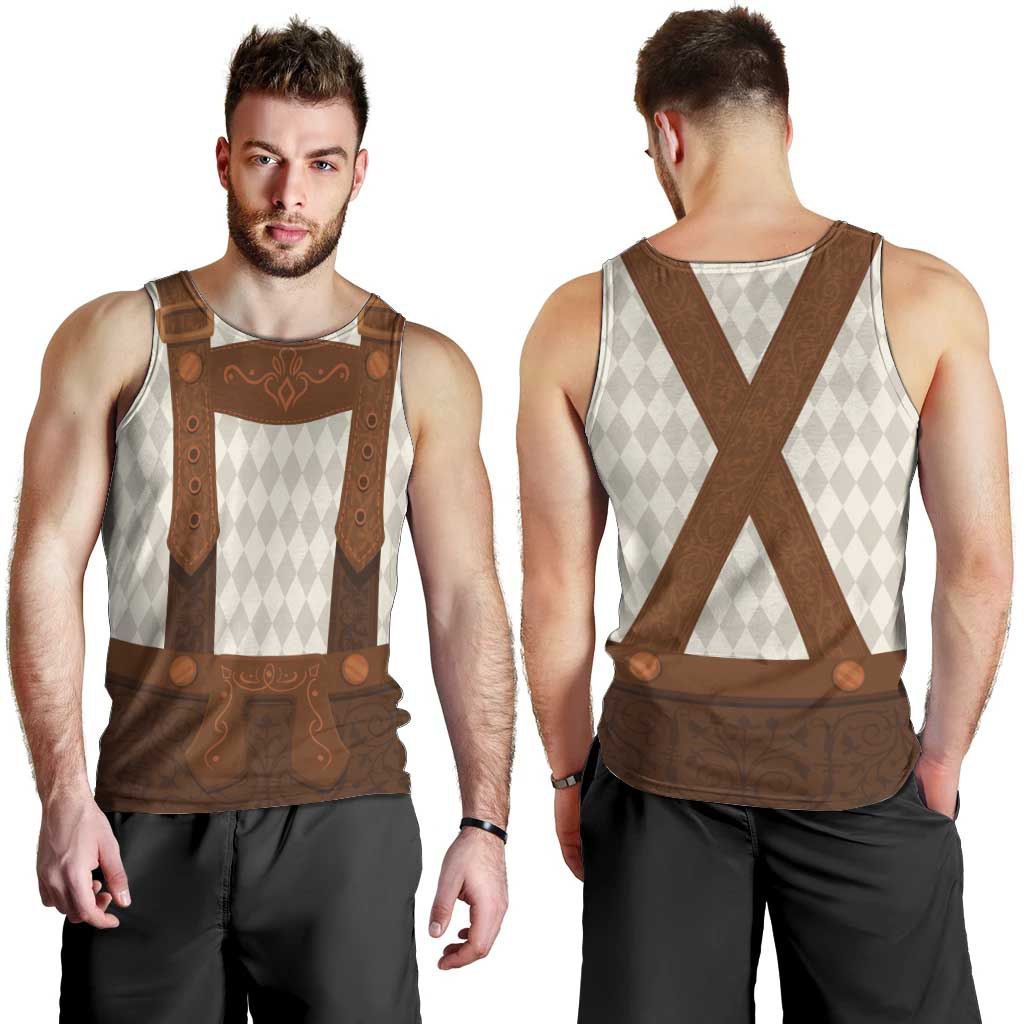 Traditional German Costume - Lederhosen Men Tank Top Old Vintage Bavarian Pattern - Wonder Print Shop
