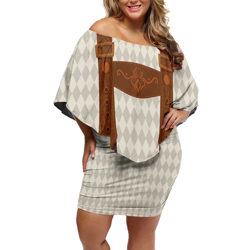 Traditional German Costume - Lederhosen Off Shoulder Short Dress Old Vintage Bavarian Pattern - Wonder Print Shop