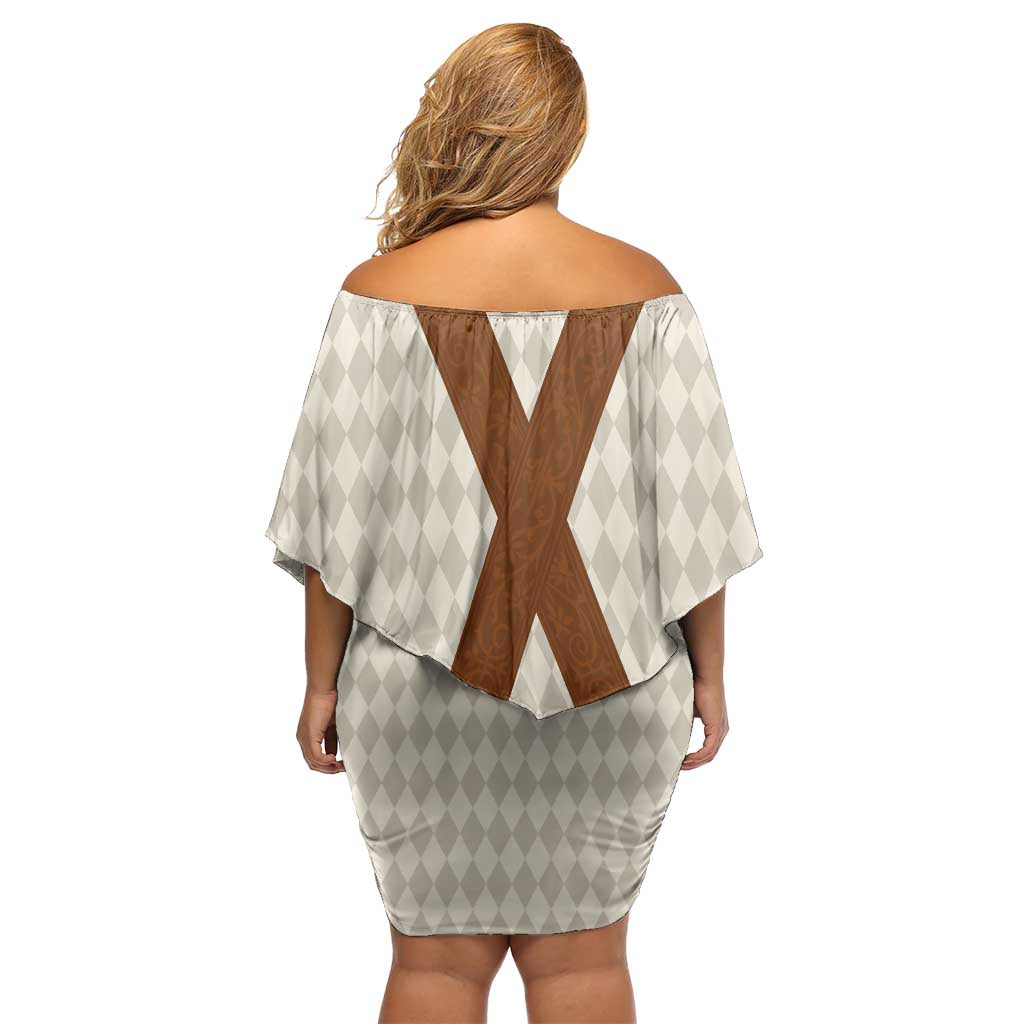 Traditional German Costume - Lederhosen Off Shoulder Short Dress Old Vintage Bavarian Pattern - Wonder Print Shop