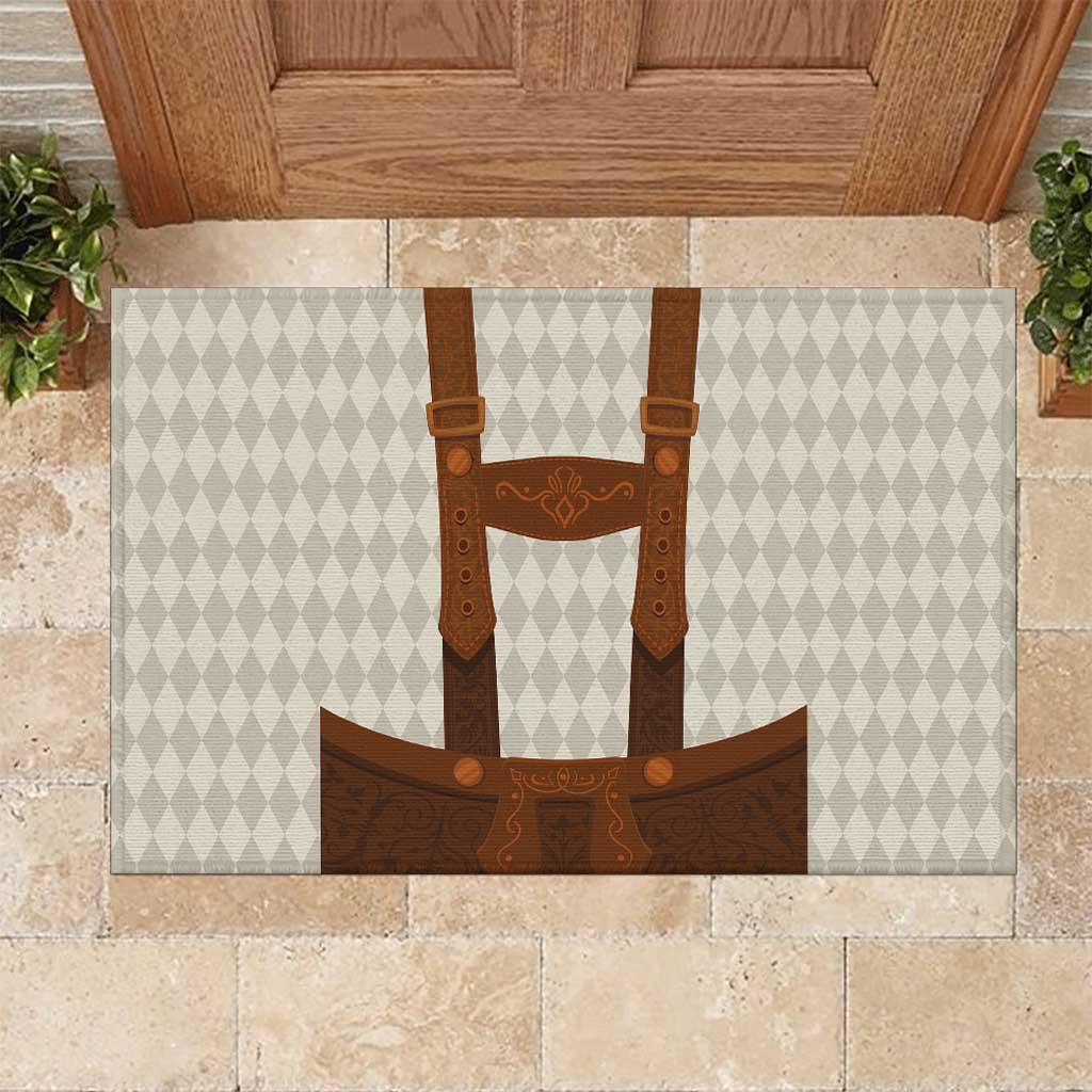 Traditional German Costume - Lederhosen Rubber Doormat Old Vintage Bavarian Pattern - Wonder Print Shop