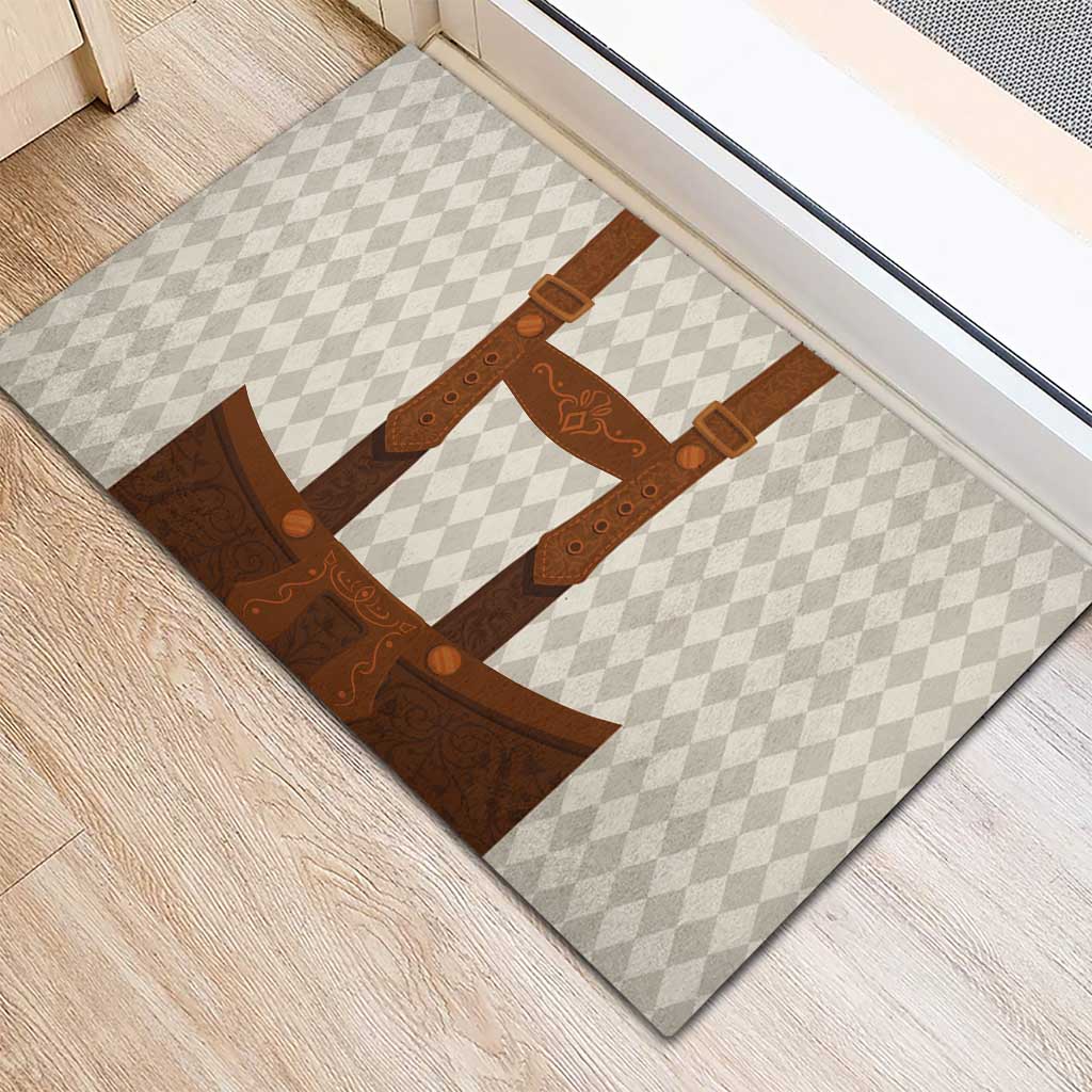 Traditional German Costume - Lederhosen Rubber Doormat Old Vintage Bavarian Pattern - Wonder Print Shop