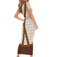 Traditional German Costume - Lederhosen Short Sleeve Bodycon Dress Old Vintage Bavarian Pattern - Wonder Print Shop