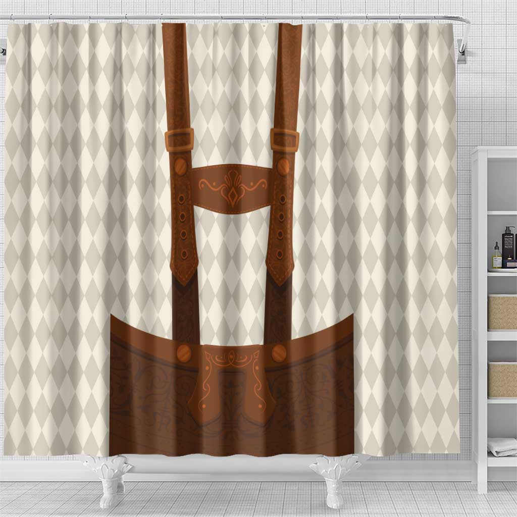 Traditional German Costume - Lederhosen Shower Curtain Old Vintage Bavarian Pattern - Wonder Print Shop