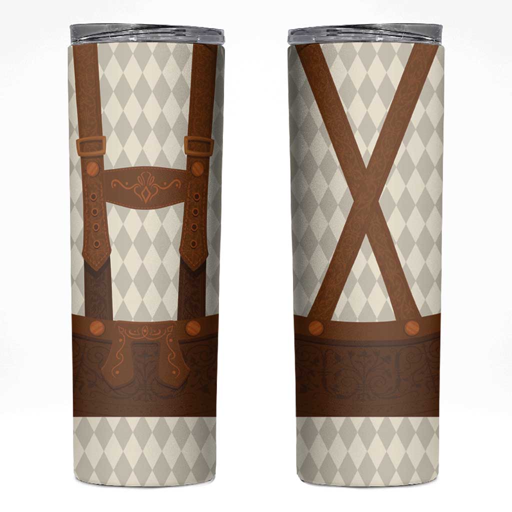 Traditional German Costume - Lederhosen Skinny Tumbler Old Vintage Bavarian Pattern - Wonder Print Shop