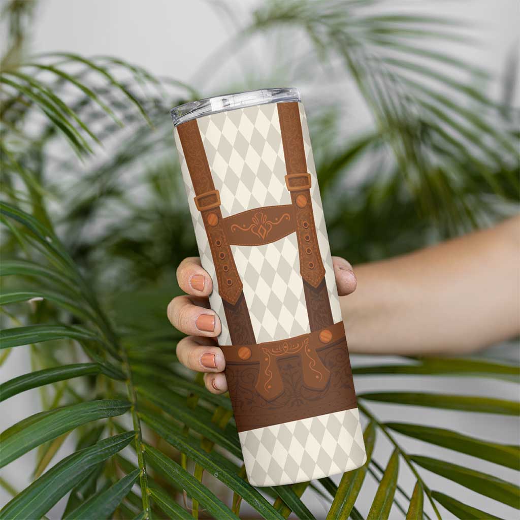 Traditional German Costume - Lederhosen Skinny Tumbler Old Vintage Bavarian Pattern - Wonder Print Shop