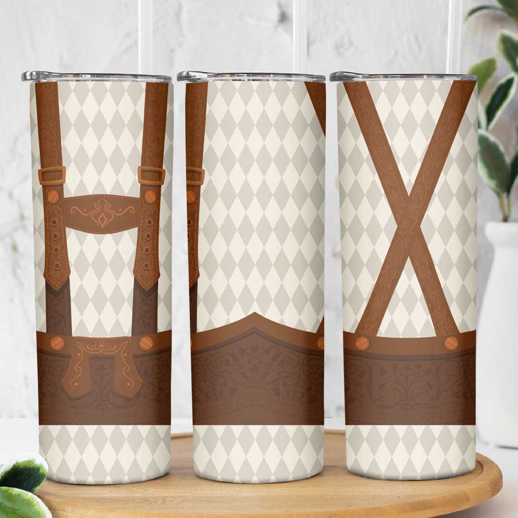 Traditional German Costume - Lederhosen Skinny Tumbler Old Vintage Bavarian Pattern - Wonder Print Shop