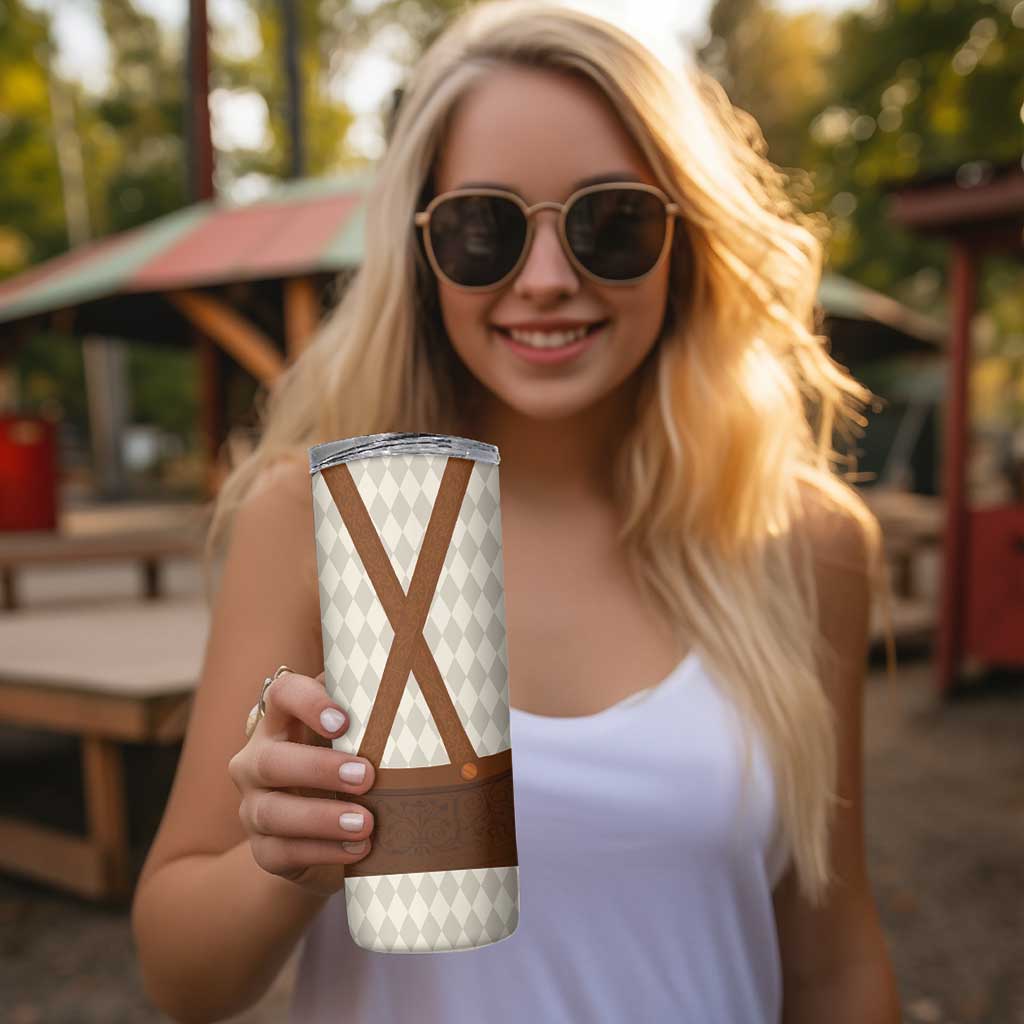 Traditional German Costume - Lederhosen Skinny Tumbler Old Vintage Bavarian Pattern - Wonder Print Shop