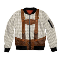 Traditional German Costume - Lederhosen Sleeve Zip Bomber Jacket Old Vintage Bavarian Pattern - Wonder Print Shop