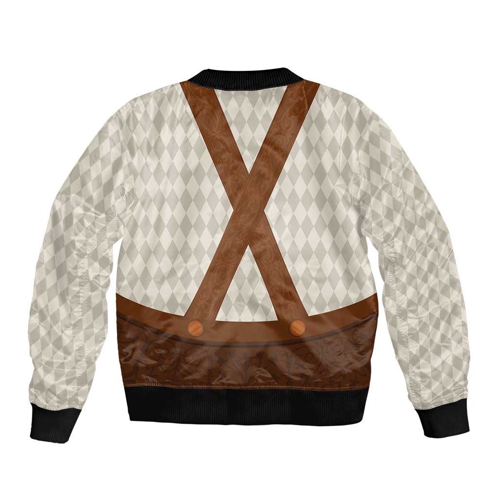 Traditional German Costume - Lederhosen Sleeve Zip Bomber Jacket Old Vintage Bavarian Pattern - Wonder Print Shop