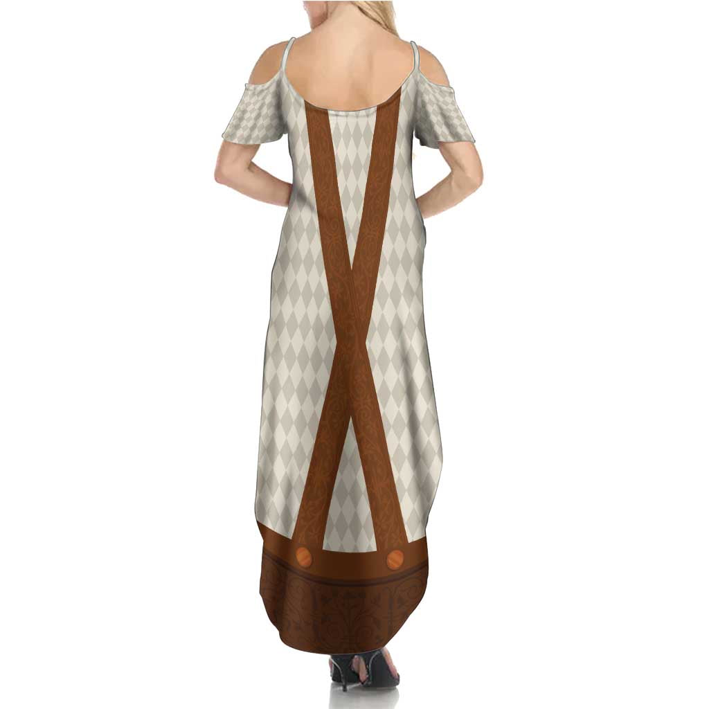 Traditional German Costume - Lederhosen Summer Maxi Dress Old Vintage Bavarian Pattern - Wonder Print Shop