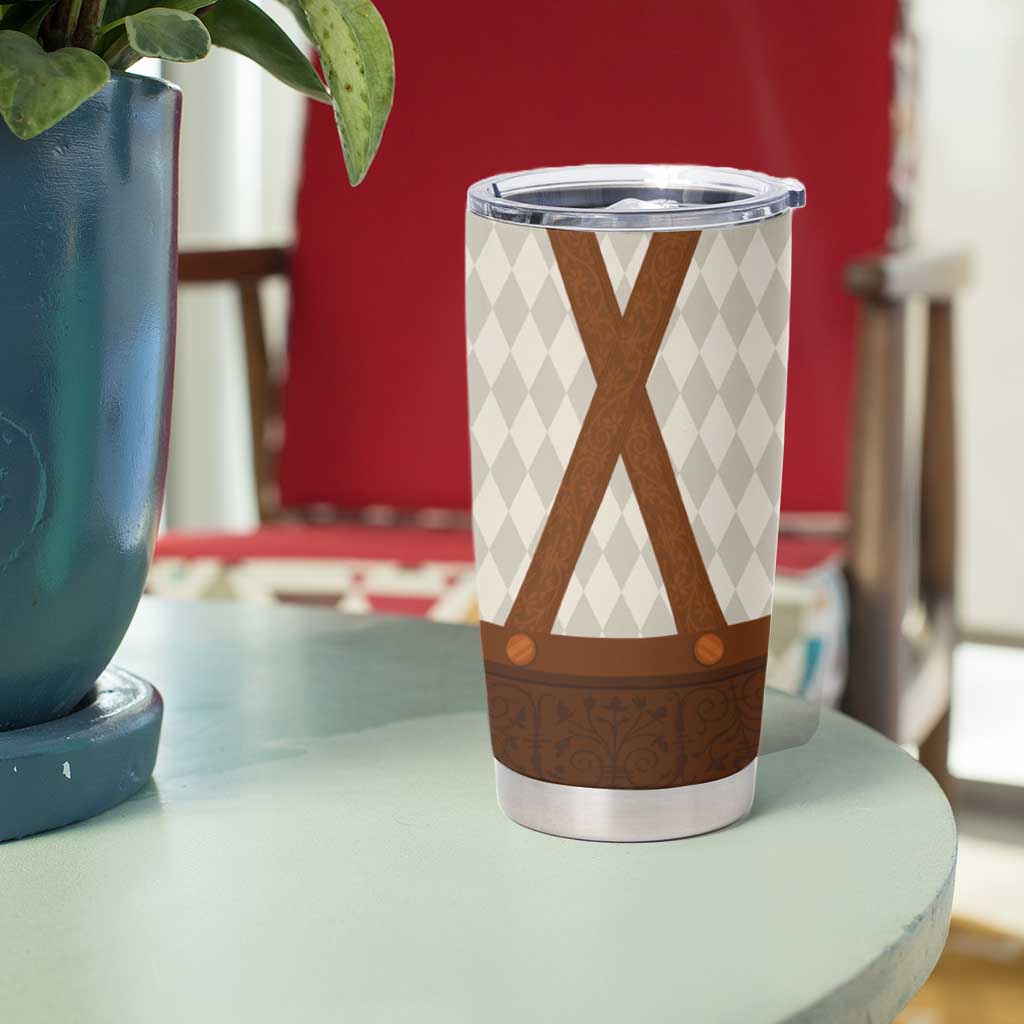 Traditional German Costume - Lederhosen Tumbler Cup Old Vintage Bavarian Pattern - Wonder Print Shop