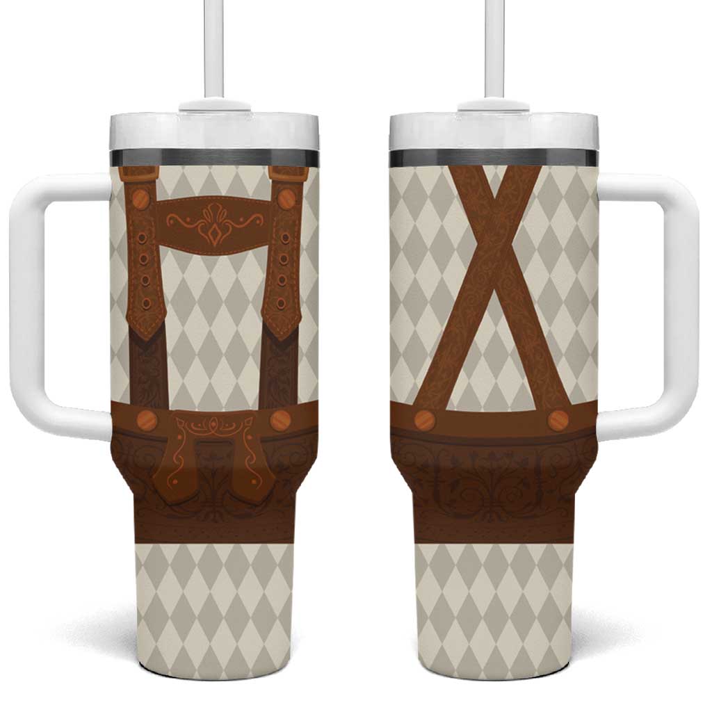 Traditional German Costume - Lederhosen Tumbler With Handle Old Vintage Bavarian Pattern - Wonder Print Shop