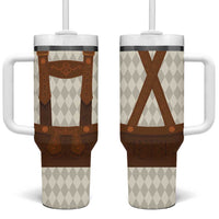 Traditional German Costume - Lederhosen Tumbler With Handle Old Vintage Bavarian Pattern - Wonder Print Shop