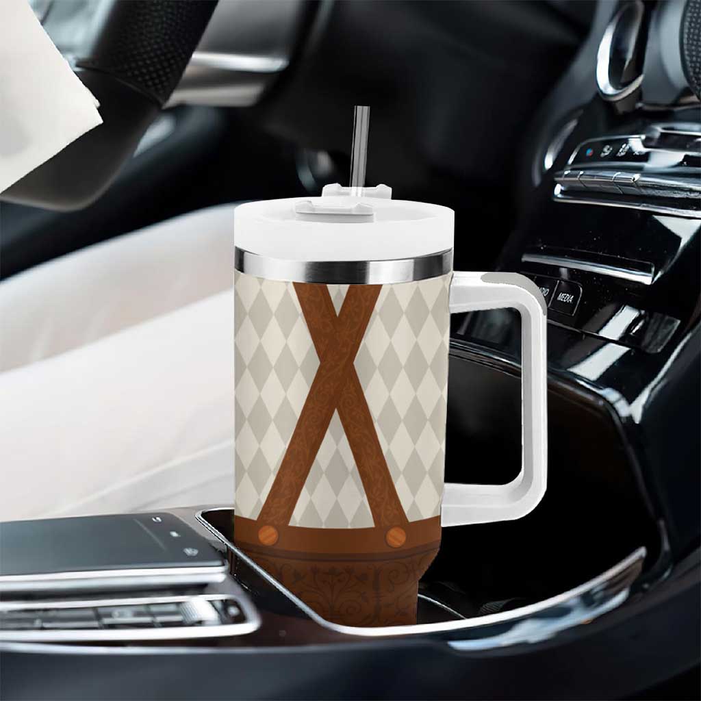 Traditional German Costume - Lederhosen Tumbler With Handle Old Vintage Bavarian Pattern - Wonder Print Shop