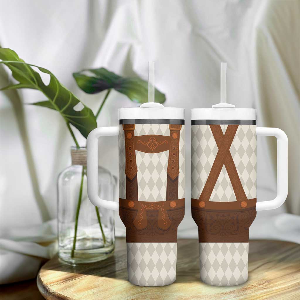 Traditional German Costume - Lederhosen Tumbler With Handle Old Vintage Bavarian Pattern - Wonder Print Shop