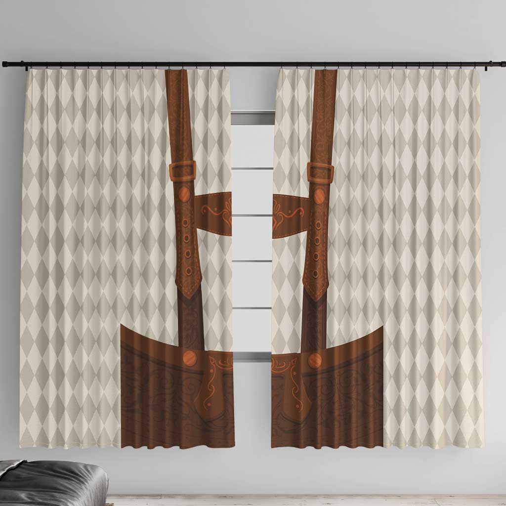 Traditional German Costume - Lederhosen Window Curtain Old Vintage Bavarian Pattern - Wonder Print Shop