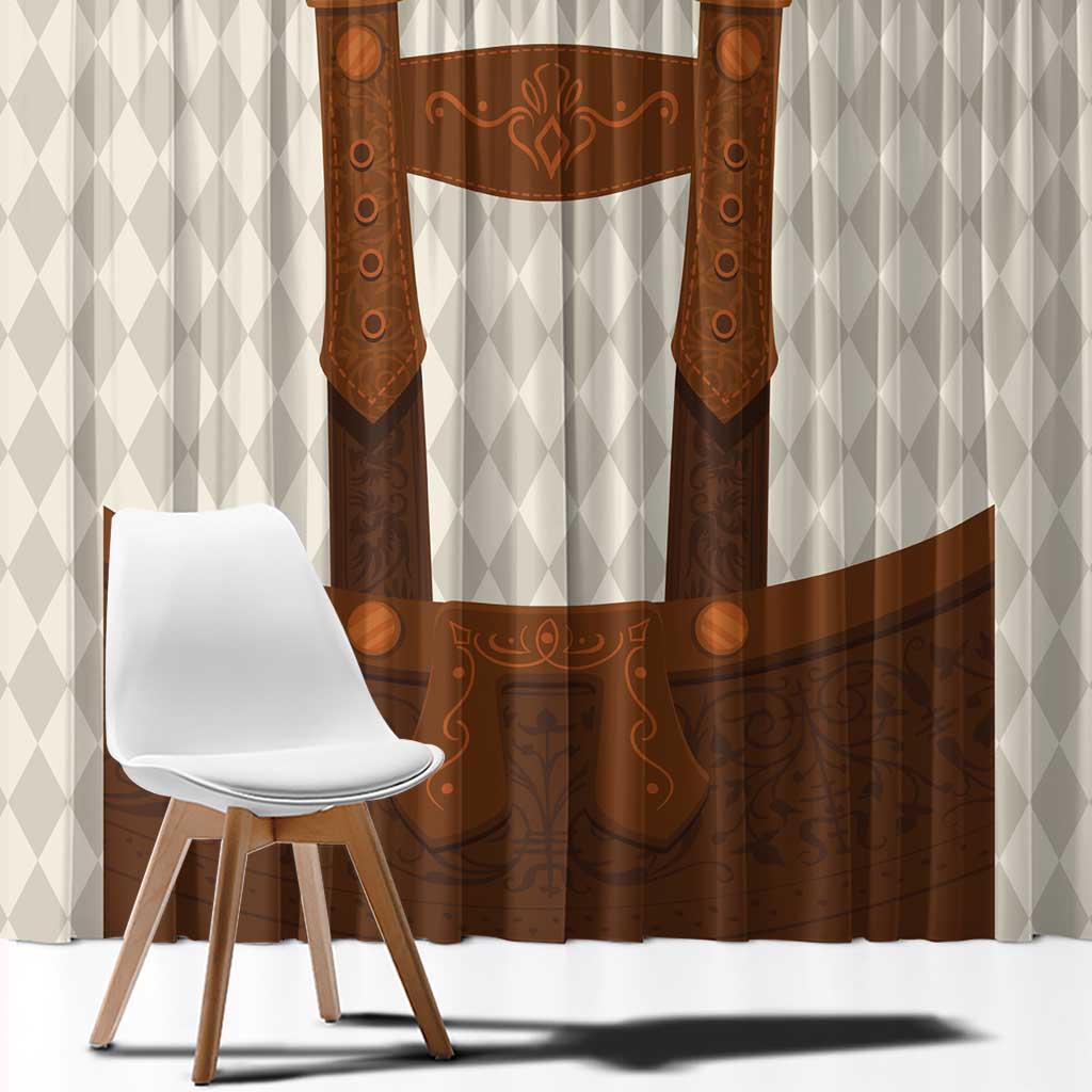 Traditional German Costume - Lederhosen Window Curtain Old Vintage Bavarian Pattern - Wonder Print Shop