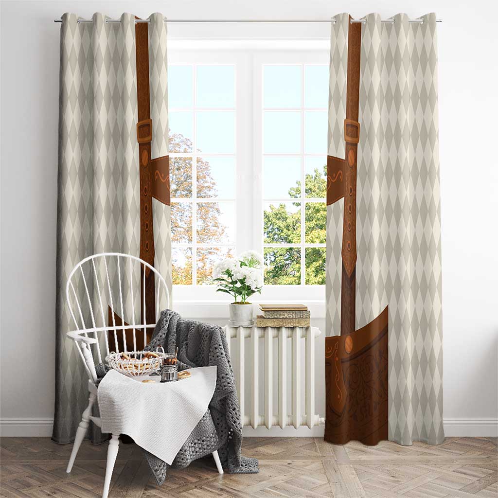 Traditional German Costume - Lederhosen Window Curtain Old Vintage Bavarian Pattern - Wonder Print Shop