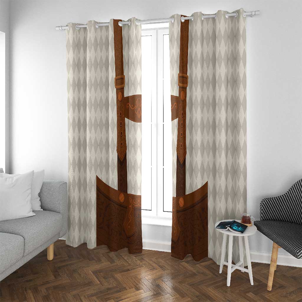 Traditional German Costume - Lederhosen Window Curtain Old Vintage Bavarian Pattern - Wonder Print Shop