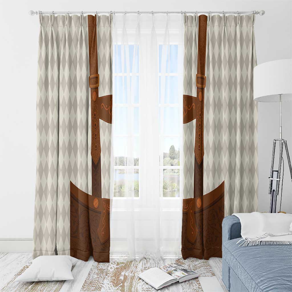 Traditional German Costume - Lederhosen Window Curtain Old Vintage Bavarian Pattern - Wonder Print Shop