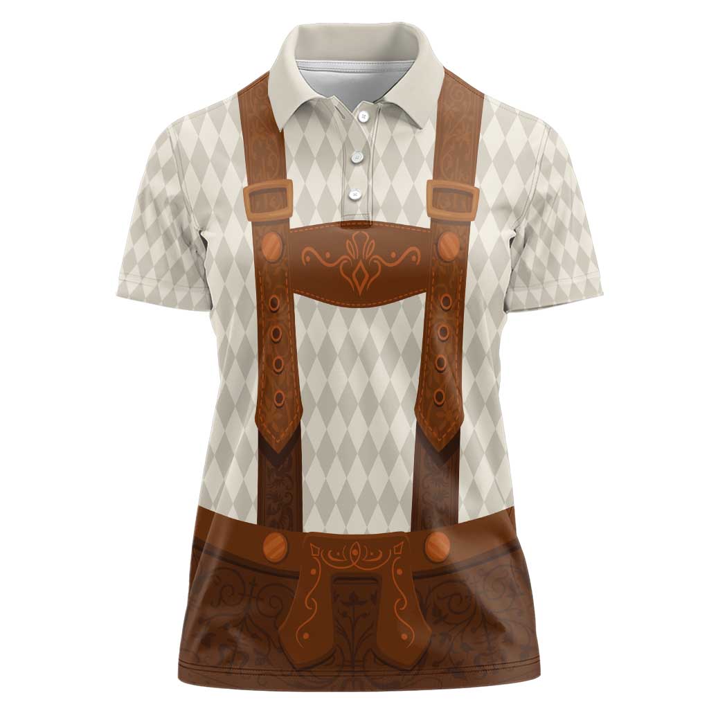 Traditional German Costume - Lederhosen Women Polo Shirt Old Vintage Bavarian Pattern - Wonder Print Shop