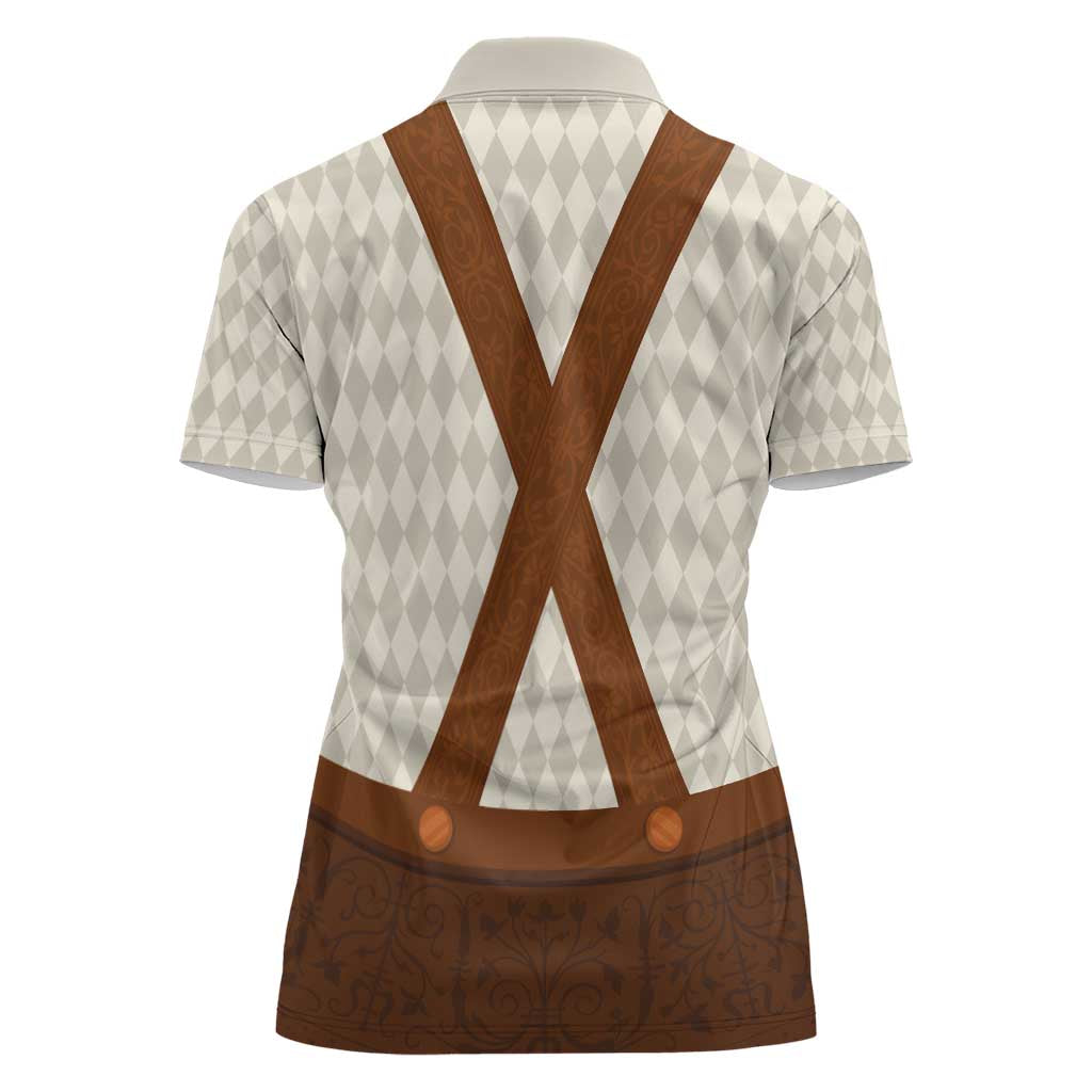 Traditional German Costume - Lederhosen Women Polo Shirt Old Vintage Bavarian Pattern - Wonder Print Shop