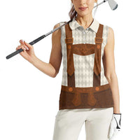 Traditional German Costume - Lederhosen Women Sleeveless Polo Shirt Old Vintage Bavarian Pattern - Wonder Print Shop