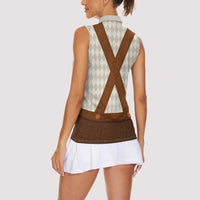 Traditional German Costume - Lederhosen Women Sleeveless Polo Shirt Old Vintage Bavarian Pattern - Wonder Print Shop