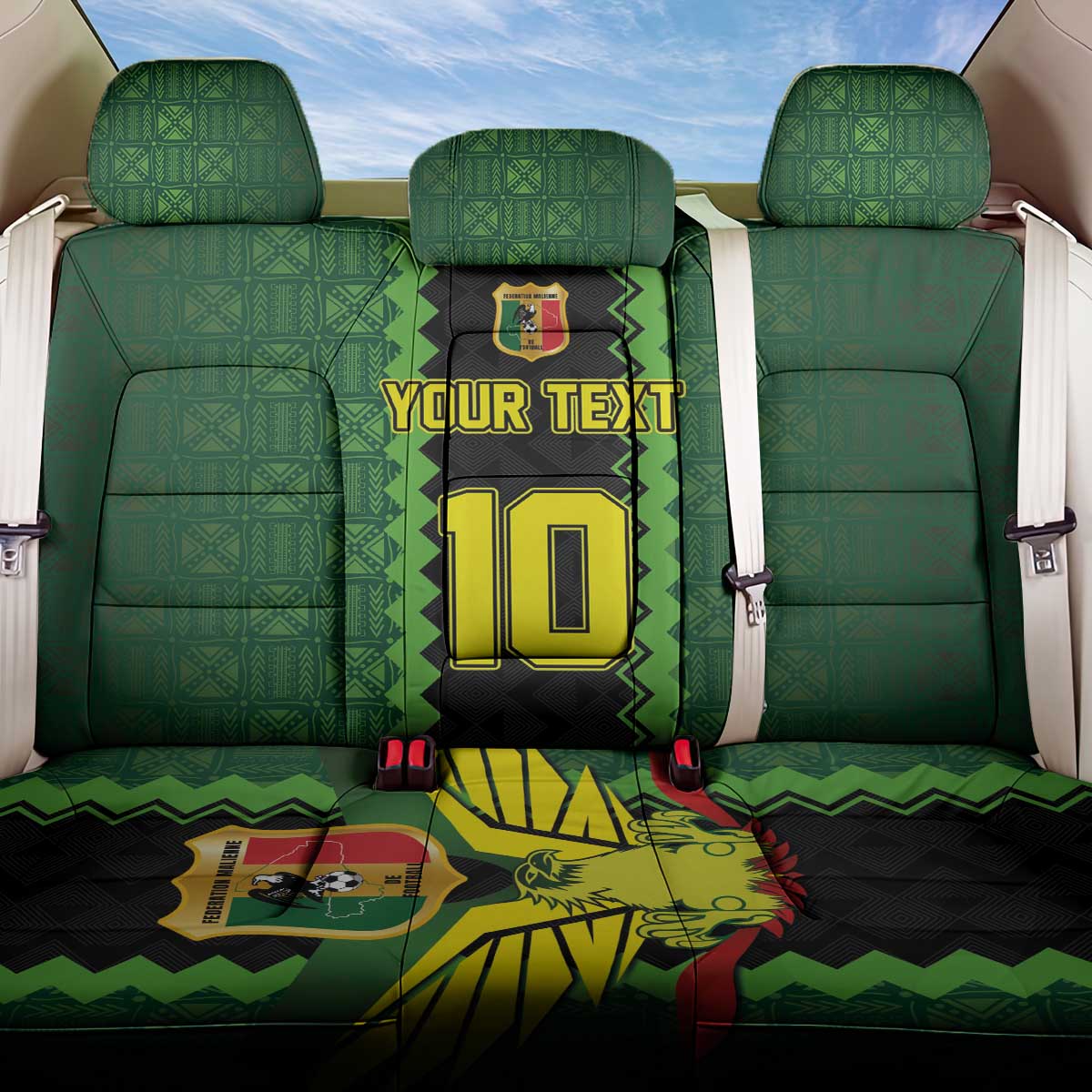 Custom Mali Football Back Car Seat Cover Les Aigles-Green Gold and Red