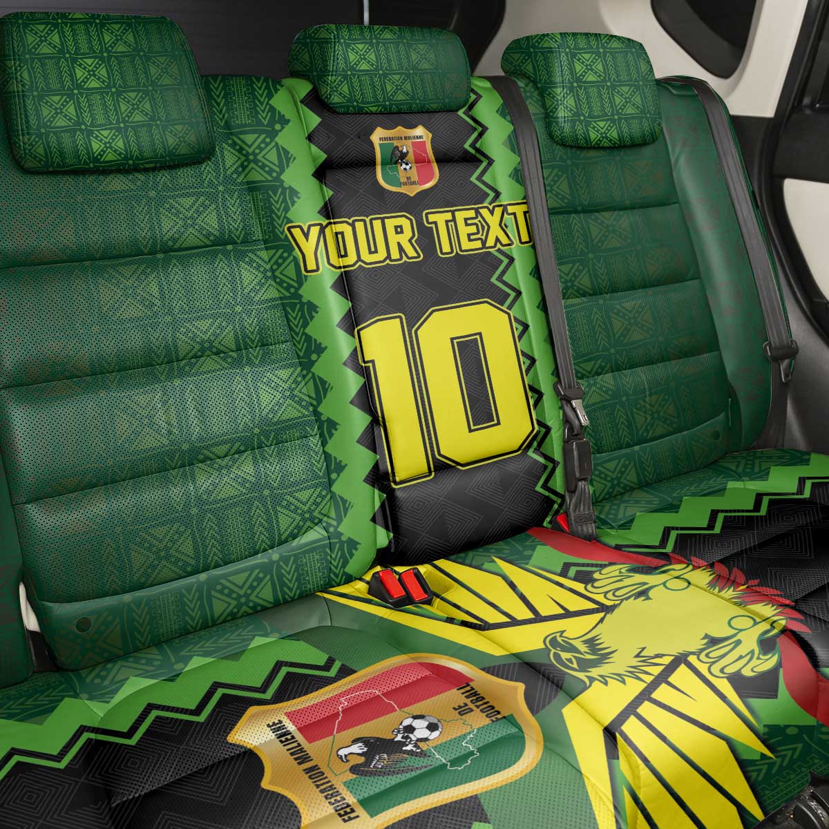 Custom Mali Football Back Car Seat Cover Les Aigles-Green Gold and Red