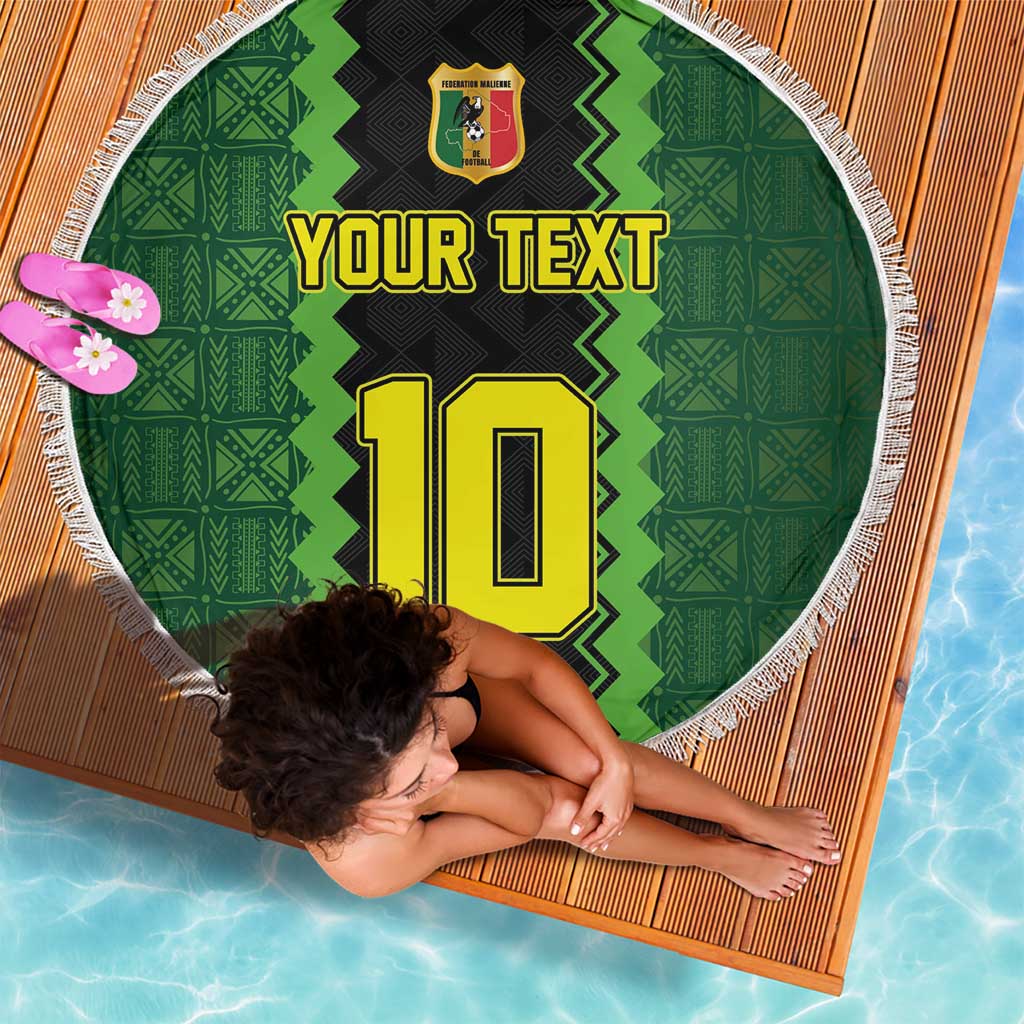 Custom Mali Football Beach Blanket Les Aigles-Green Gold and Red