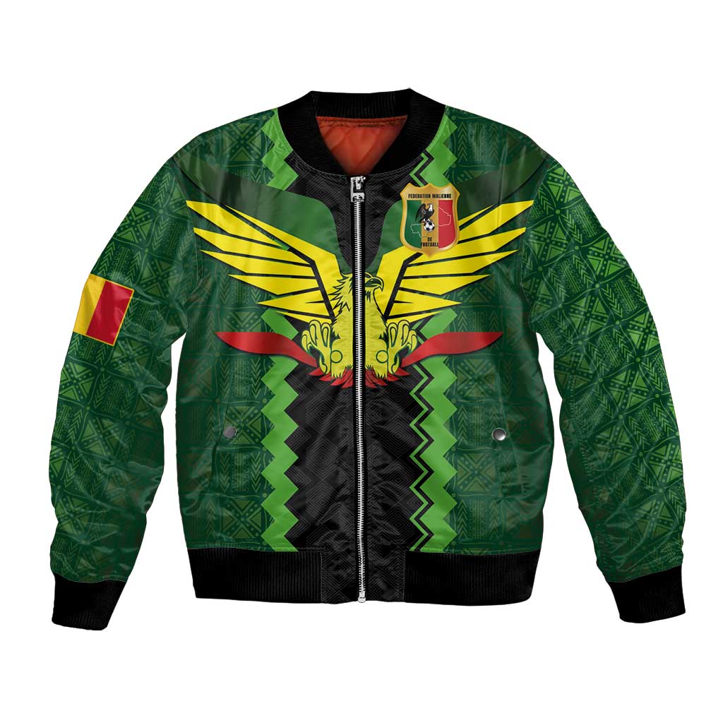 Custom Mali Football Bomber Jacket Les Aigles-Green Gold and Red