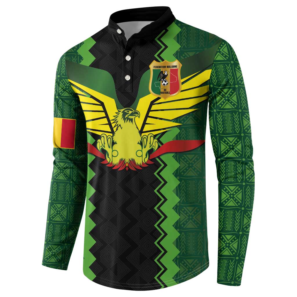 Custom Mali Football Button Sweatshirt Les Aigles-Green Gold and Red