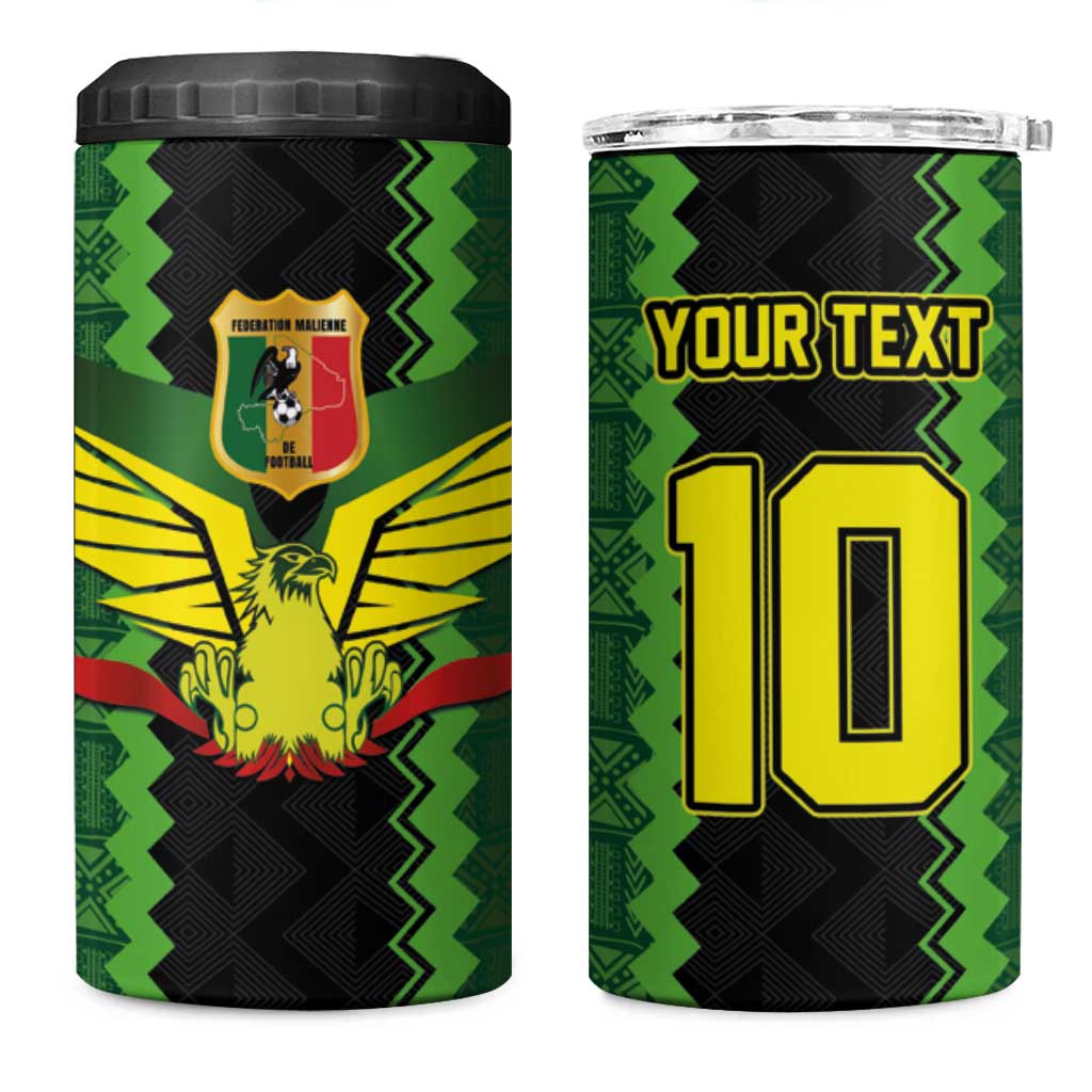Custom Mali Football 4 in 1 Can Cooler Tumbler Les Aigles-Green Gold and Red