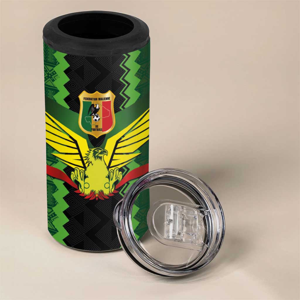 Custom Mali Football 4 in 1 Can Cooler Tumbler Les Aigles-Green Gold and Red