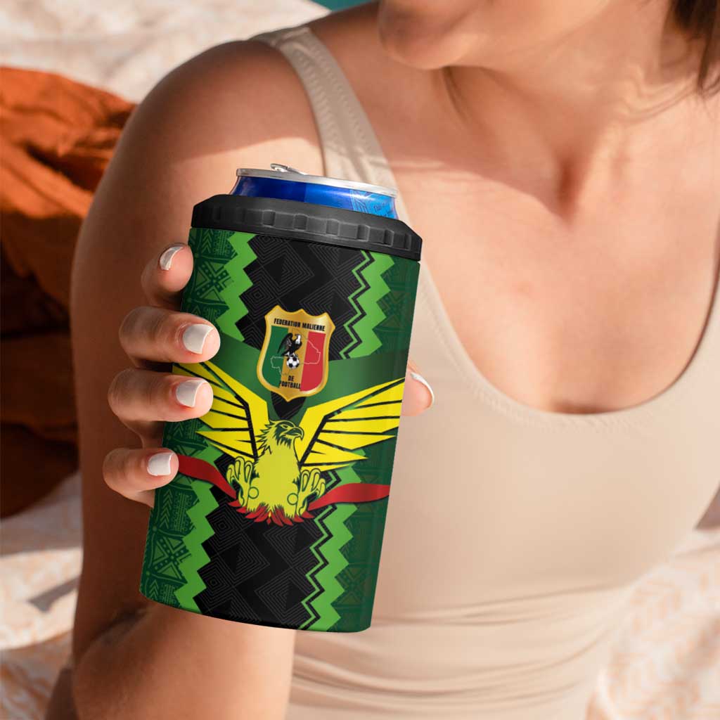 Custom Mali Football 4 in 1 Can Cooler Tumbler Les Aigles-Green Gold and Red