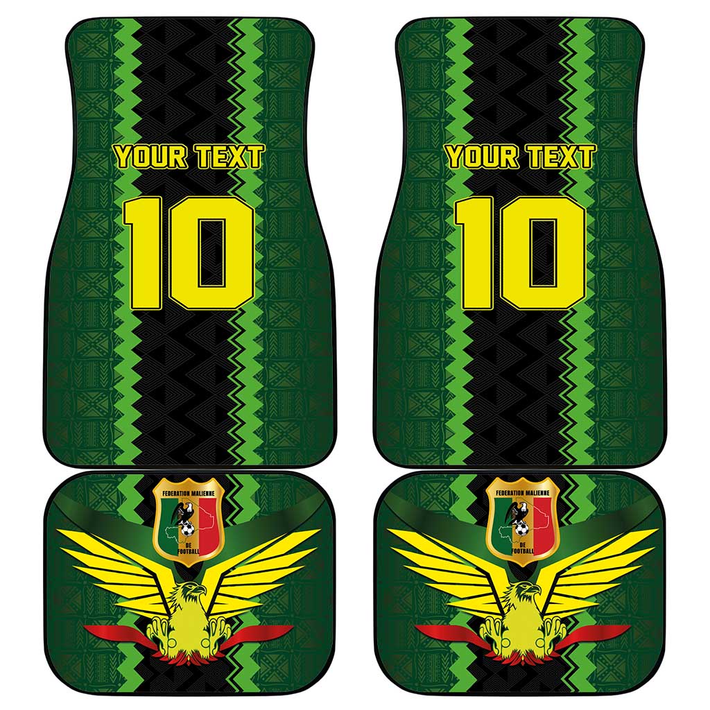 Custom Mali Football Car Mats Les Aigles-Green Gold and Red