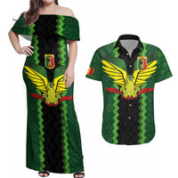 Custom Mali Football Couples Matching Off Shoulder Maxi Dress and Hawaiian Shirt Les Aigles-Green Gold and Red