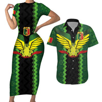 Custom Mali Football Couples Matching Short Sleeve Bodycon Dress and Hawaiian Shirt Les Aigles-Green Gold and Red