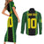Custom Mali Football Couples Matching Short Sleeve Bodycon Dress and Long Sleeve Button Shirt Les Aigles-Green Gold and Red