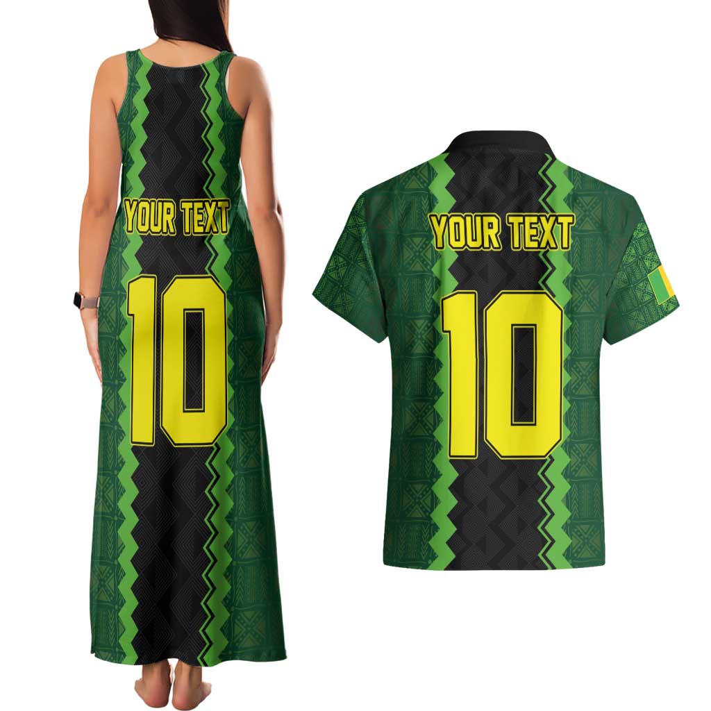 Custom Mali Football Couples Matching Tank Maxi Dress and Hawaiian Shirt Les Aigles-Green Gold and Red