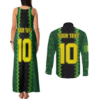 Custom Mali Football Couples Matching Tank Maxi Dress and Long Sleeve Button Shirt Les Aigles-Green Gold and Red