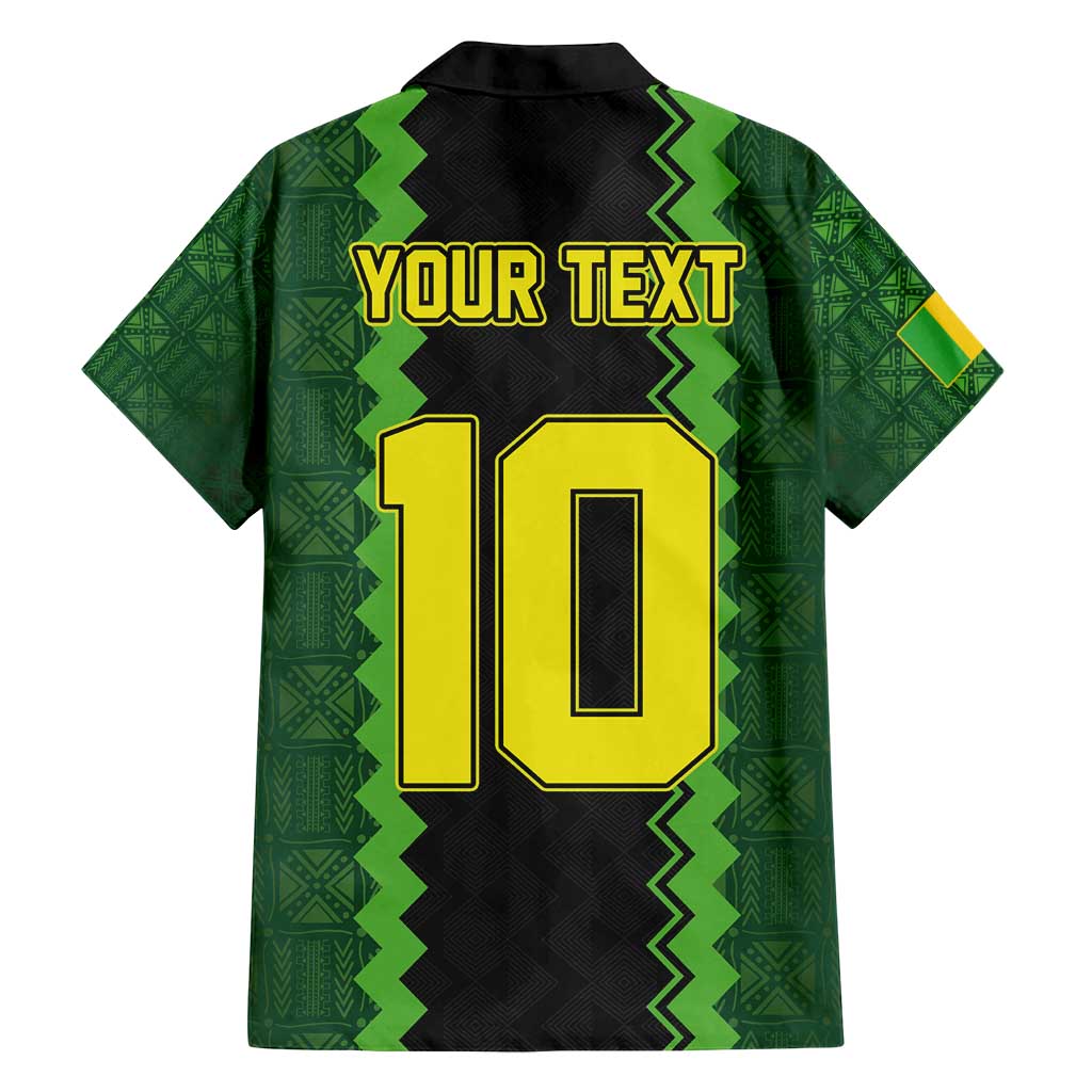 Custom Mali Football Family Matching Long Sleeve Bodycon Dress and Hawaiian Shirt Les Aigles-Green Gold and Red