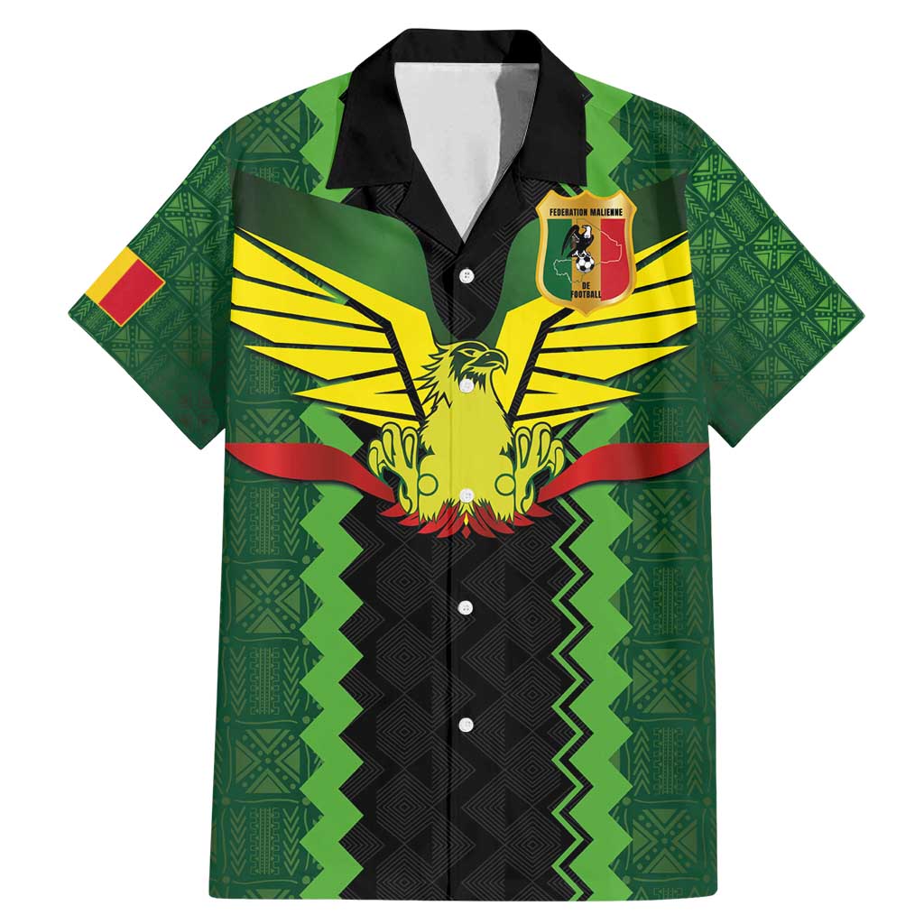 Custom Mali Football Family Matching Mermaid Dress and Hawaiian Shirt Les Aigles-Green Gold and Red