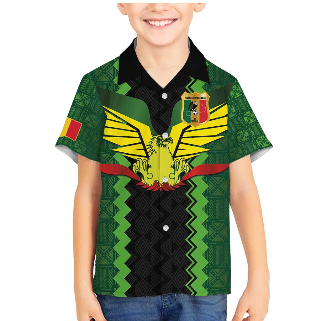 Custom Mali Football Family Matching Mermaid Dress and Hawaiian Shirt Les Aigles-Green Gold and Red